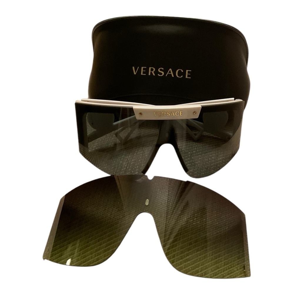 Versace Women’s 100% Authentic Shield White Black Sunglasses MOD 4393